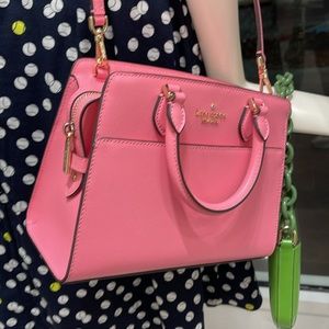 Kate Spade Vibrant Pink Satchel with Green Strap